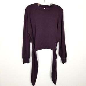 ATHLETA Women Yoga Tie Back Sweatshirt Size M Maroon Long Sleeve Athletic Casual